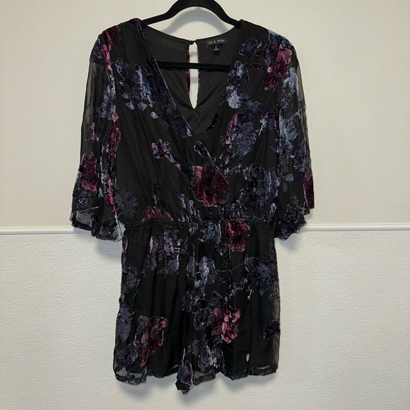 Women's AS U WISH Jumpsuit Romper, M, Black and Purple Shorts - Picture 7 of 10